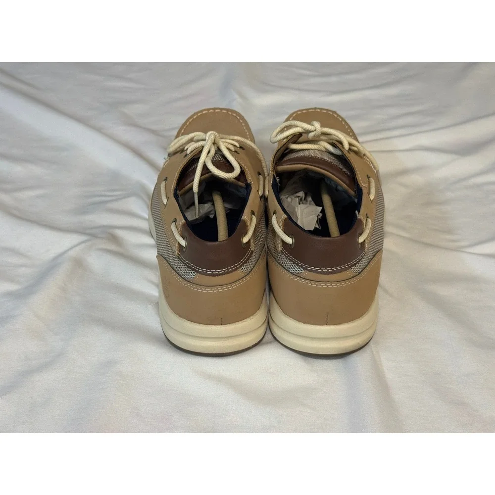 Timberland Mens Tan Brown Leather Mesh Boat Shoes Loafers 9137B Size 10